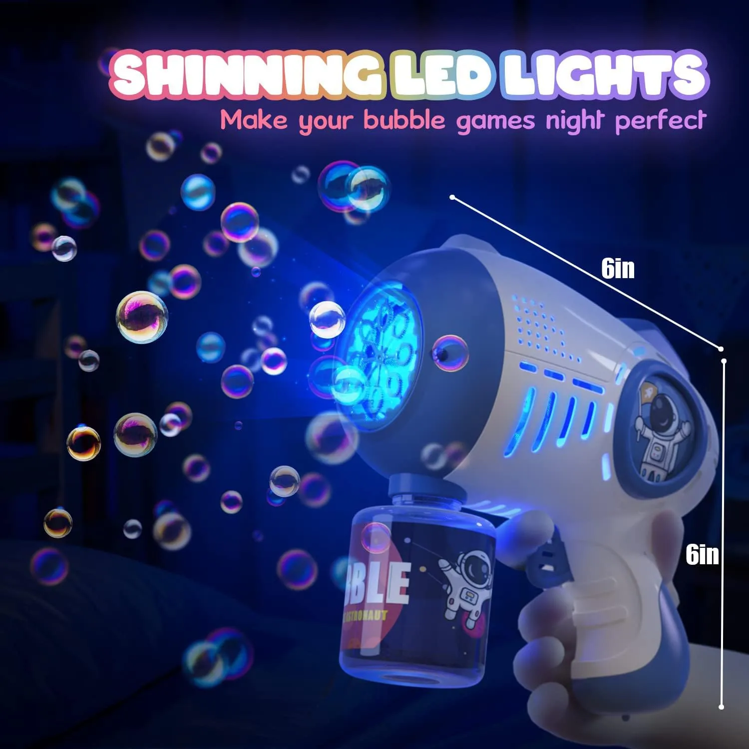 Eaglestone 2 Bubble Gun for Kids, Light Up Bubble Machine for Toddlers, 8 Hole Blower with 4 Refill, Automatic Bubble Maker for Bubble Blaster,Outdoor Toys, Birthday,Christmas Party Favor Gift