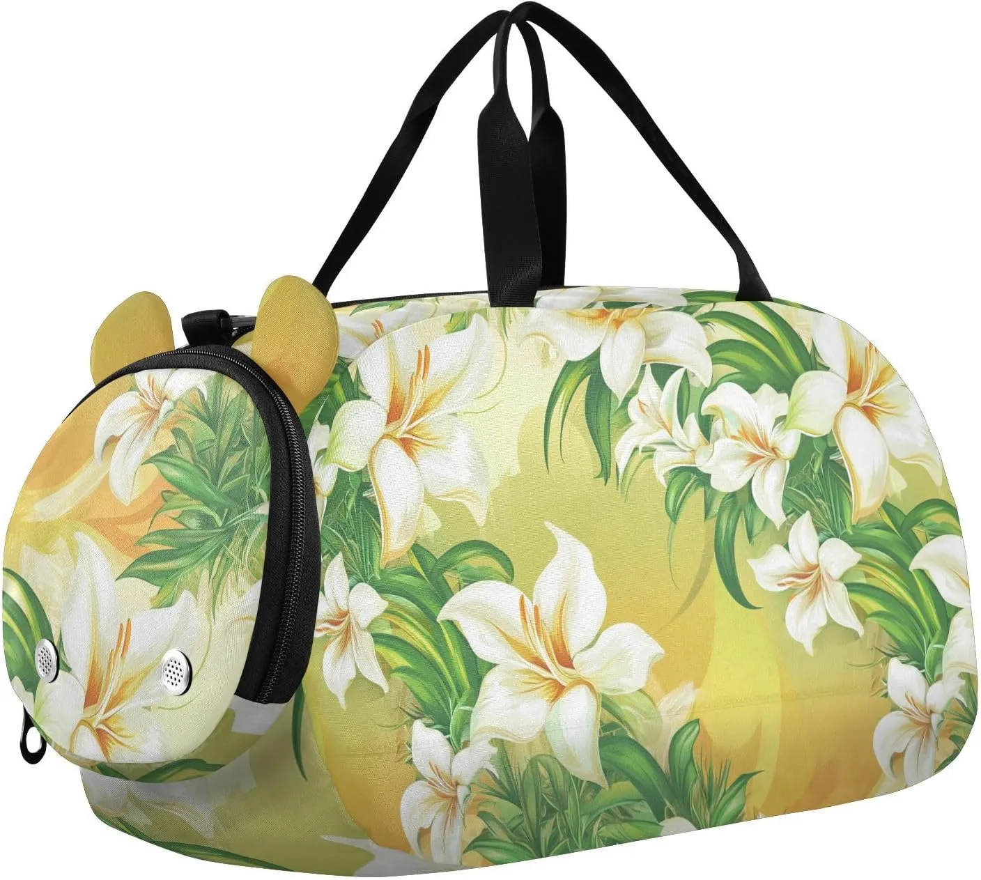 Easter Lily Happy Easter Small Gym Bag with Shoes Compartment Multifunctional Weekend Travel Bag for Beach Swim Bags Pool Sports