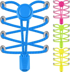 Elastic No Tie Shoe Laces - Tieless Shoelaces for Adults and Kids - 4 Pairs, Heavy Duty Shoe Strings for Sneakers