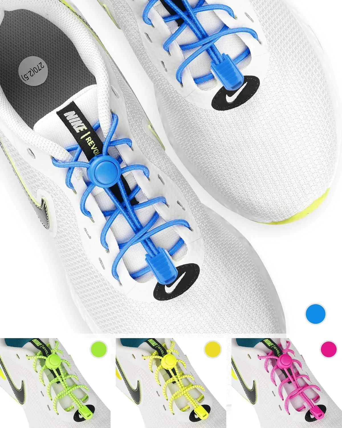 Elastic No Tie Shoe Laces - Tieless Shoelaces for Adults and Kids - 4 Pairs, Heavy Duty Shoe Strings for Sneakers