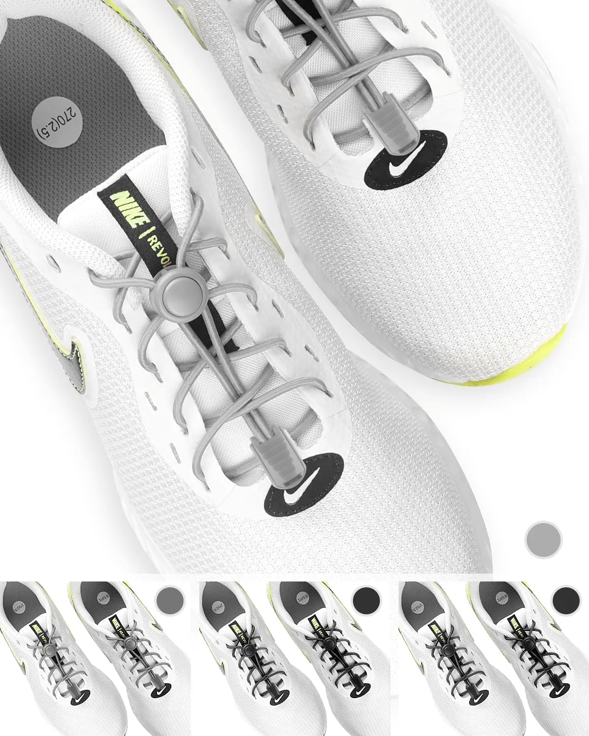Elastic No Tie Shoe Laces - Tieless Shoelaces for Adults and Kids - 4 Pairs, Heavy Duty Shoe Strings for Sneakers