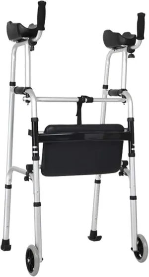 Elderly Walking Frame Standard Walkers, Folding Walker with Arm Rest Pad,5"" Wheels and Fold-up Legs, Lightweight & Portable,with Storage Bag Interesting Lofty Ambition