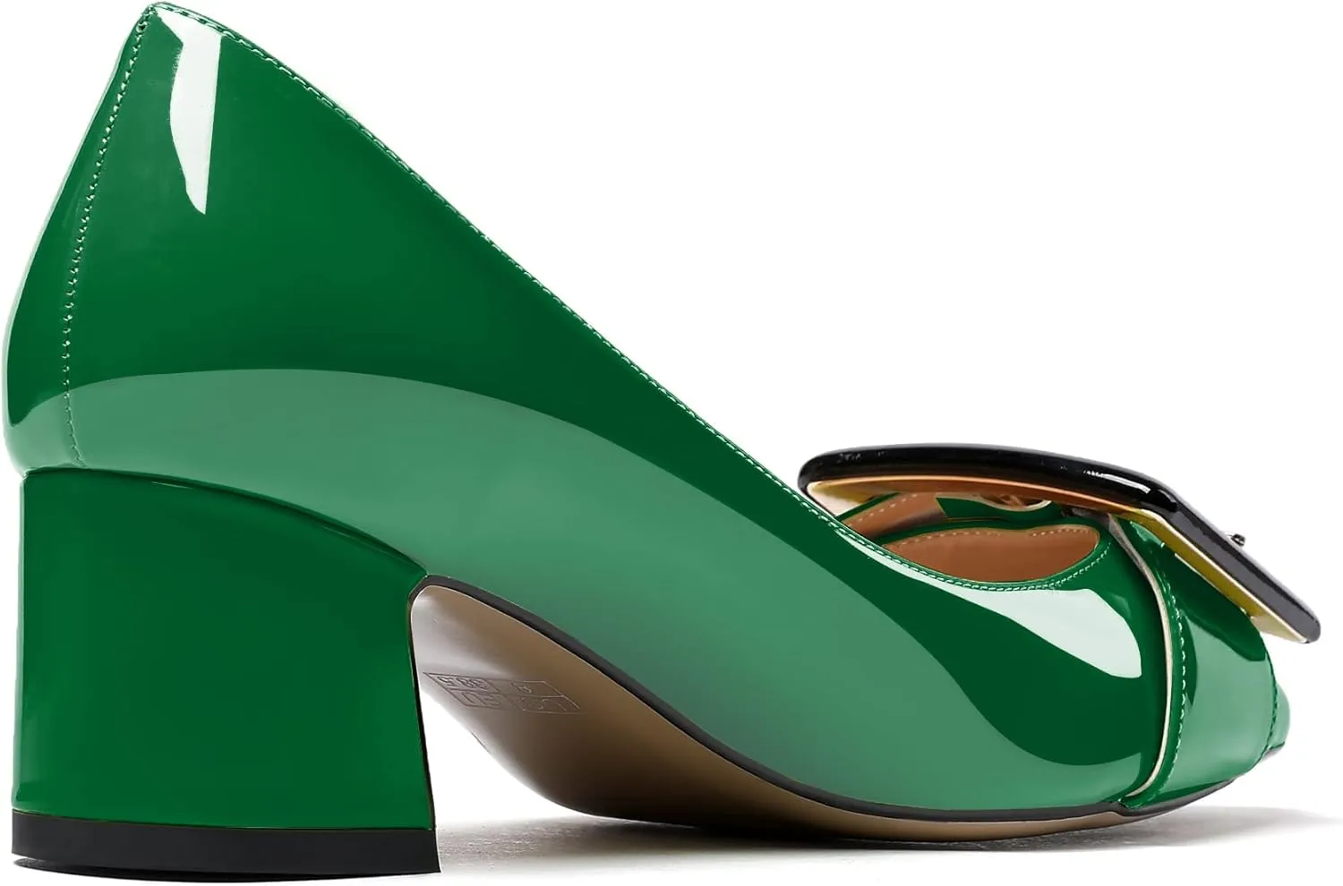 Eldof Pointed Toe Pumps,Classy 2 Inches Block Heel Chic Pumps, Confort Buckle Heel for Office Wedding Dress