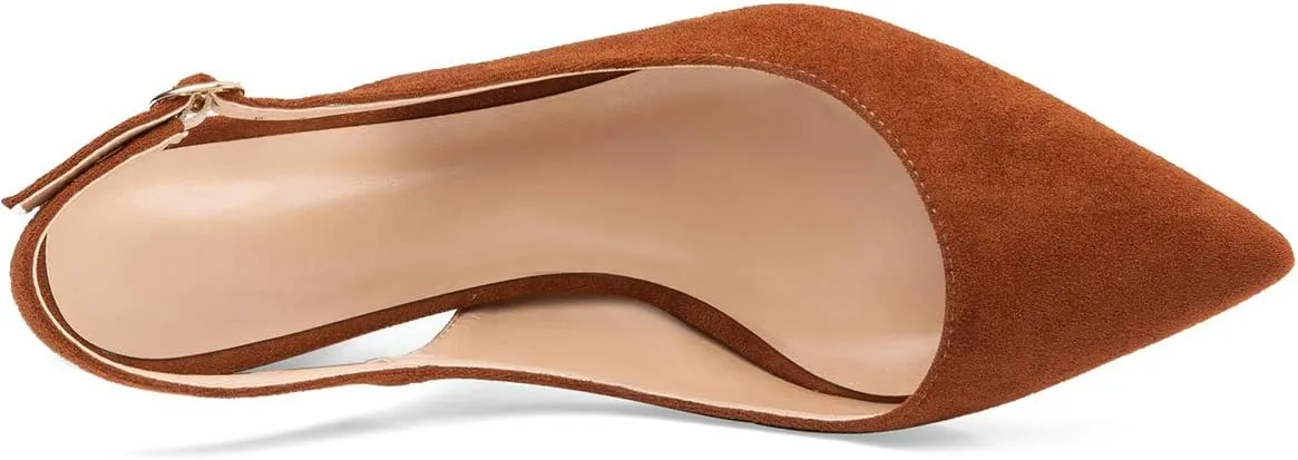 Eldof Pointed Toe Pumps,Slingback Ankle Buckle Chic Pumps,Classy Block Heel 2" Heel for Office Dress