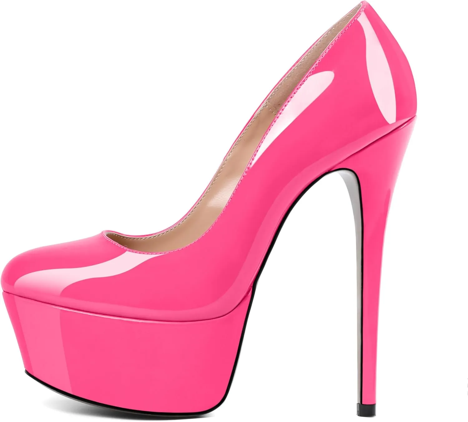 Eldof Womens High Heel Platform Pumps Round Toe Sky High Stilettoes 6" Party Dress Platform