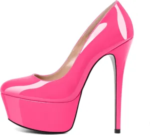 Eldof Womens High Heel Platform Pumps Round Toe Sky High Stilettoes 6" Party Dress Platform