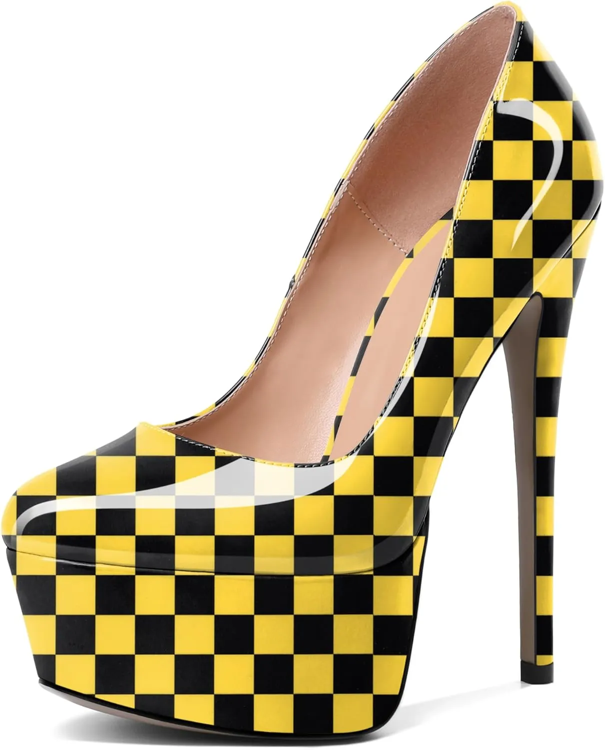 Eldof Womens High Heel Platform Pumps Round Toe Sky High Stilettoes 6" Party Dress Platform