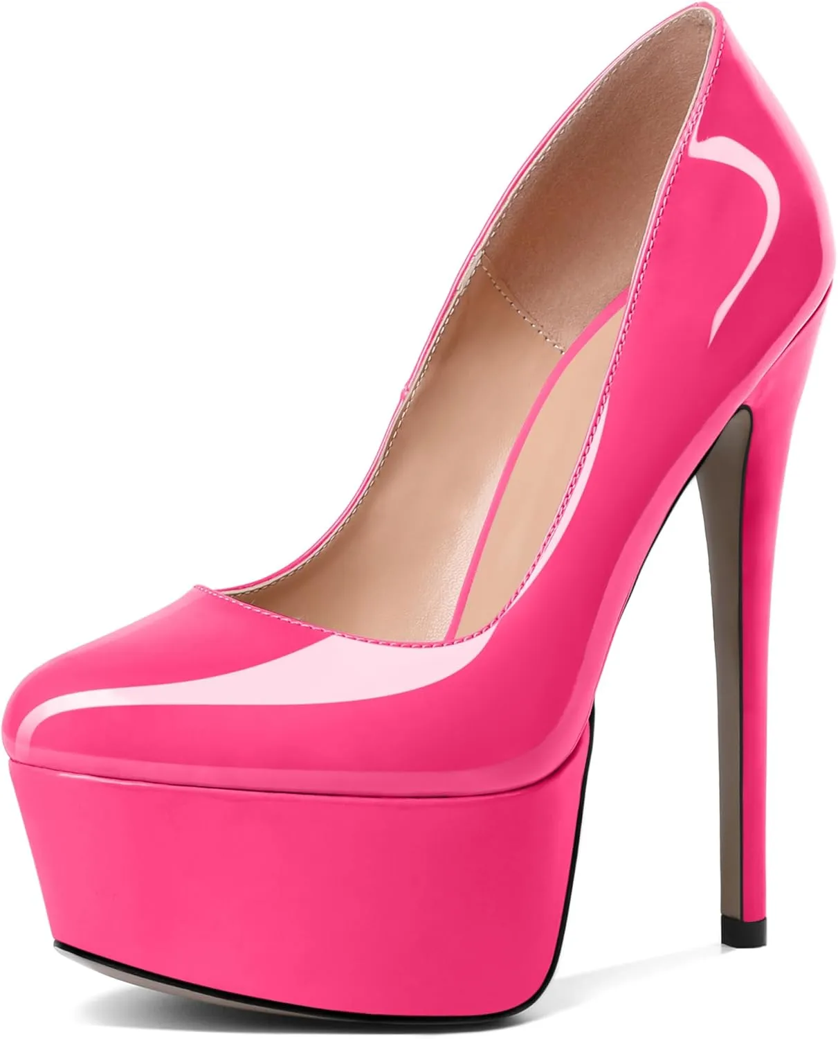 Eldof Womens High Heel Platform Pumps Round Toe Sky High Stilettoes 6" Party Dress Platform