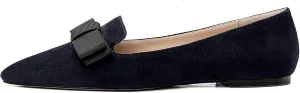 Eldof Women's Loafer Flat Pointed Toe Bow Tie Ballet Slip on Comfortable Dress Work Shoes
