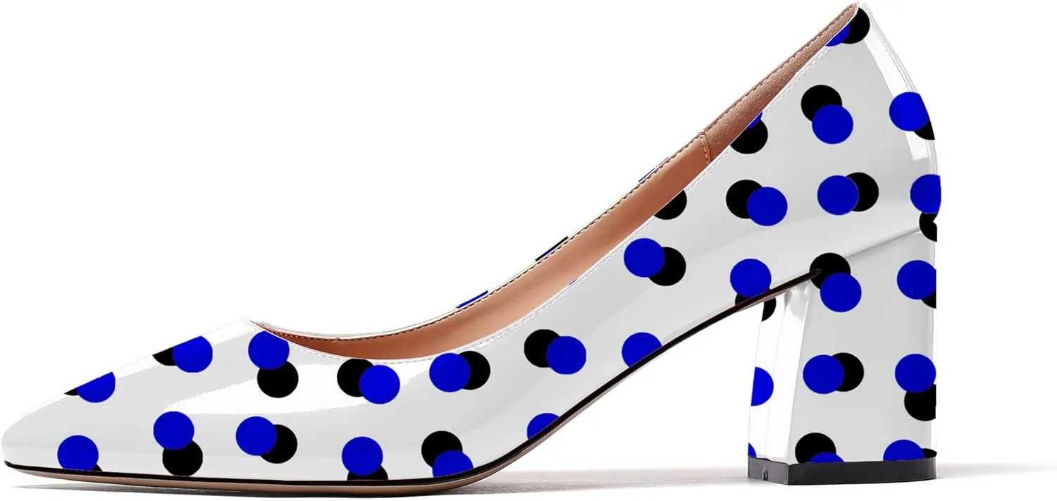 Eldof Women's Pointed Toe Chunky Mid Heel Slip On 2.6 Inches Pumps Comfort Chic Heeled Shoes for Party Evening Dress