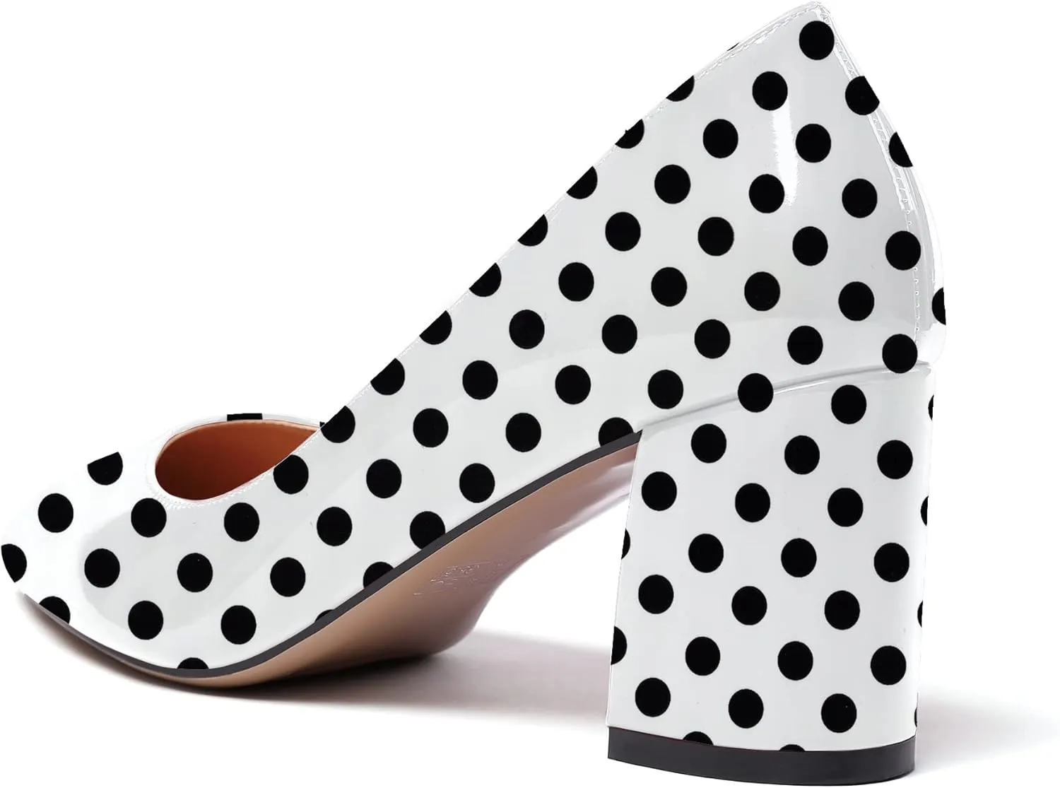 Eldof Women's Pointed Toe Chunky Mid Heel Slip On 2.6 Inches Pumps Comfort Chic Heeled Shoes for Party Evening Dress