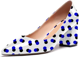 Eldof Women's Pointed Toe Chunky Mid Heel Slip On 2.6 Inches Pumps Comfort Chic Heeled Shoes for Party Evening Dress