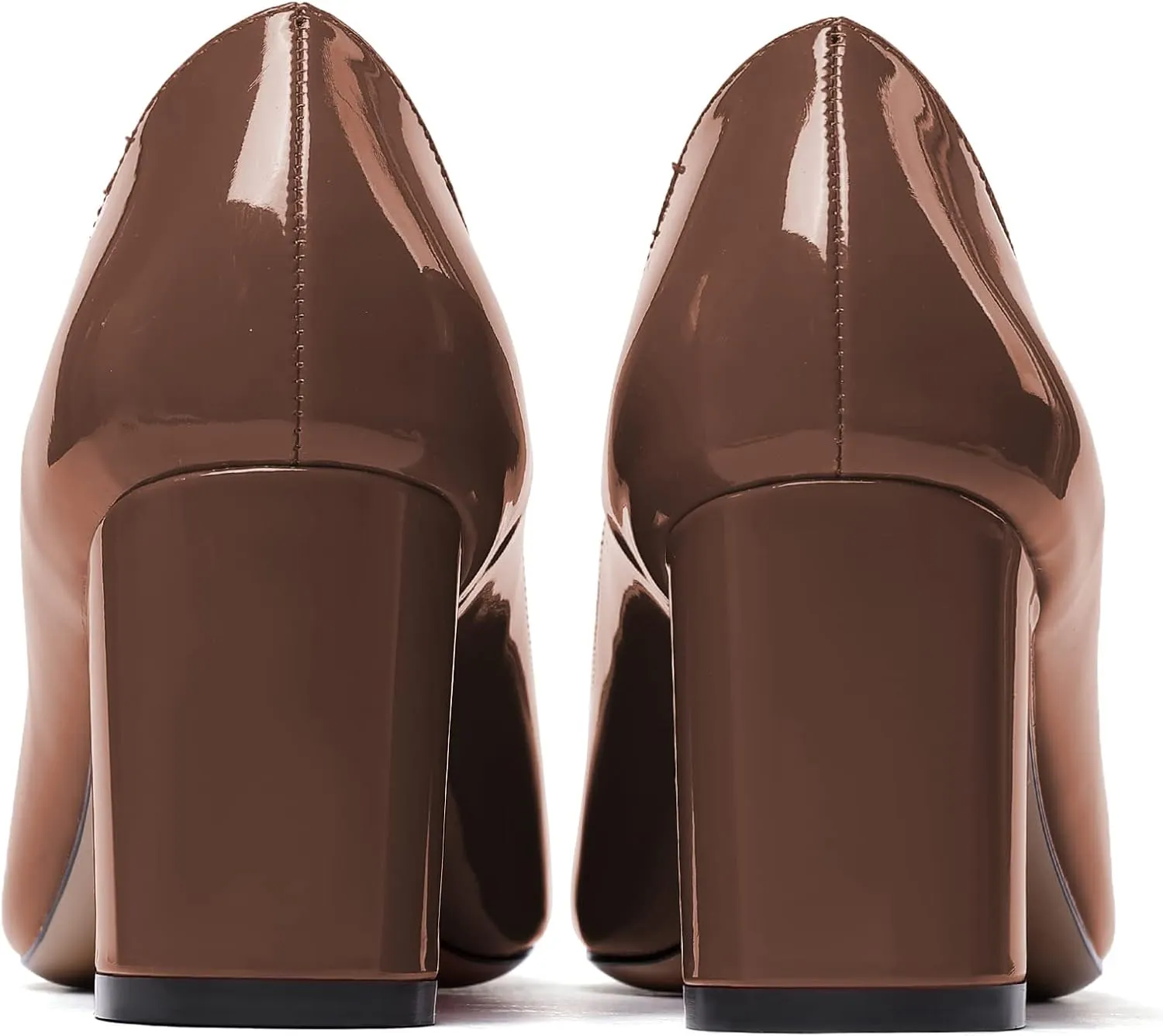 Eldof Women's Pointed Toe Chunky Mid Heel Slip On 2.6 Inches Pumps Comfort Chic Heeled Shoes for Party Evening Dress