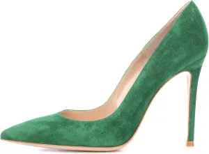 Eldof Women's Pointed Toe Pumps 4 inches Classic Stiletto Chic Heel Suede Shoes