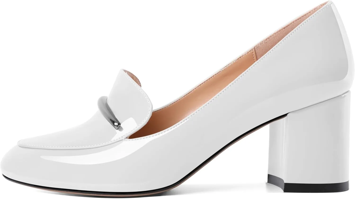 Eldof Women's Pumps Block Heel Round Toe Slip On Chunky Loafer Heel Dress Shoes Pumps for Women 2.5 Inches