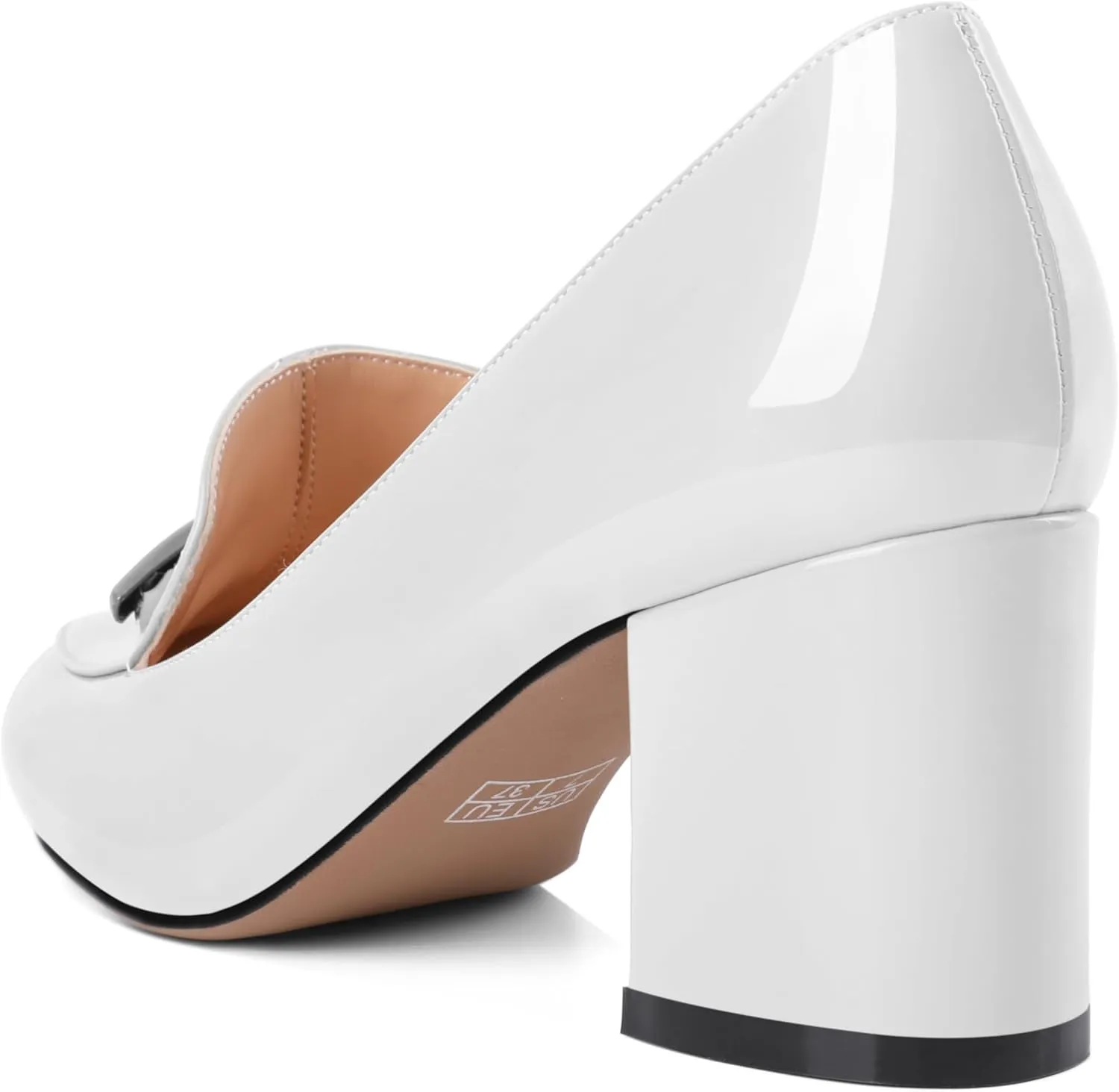 Eldof Women's Pumps Block Heel Round Toe Slip On Chunky Loafer Heel Dress Shoes Pumps for Women 2.5 Inches