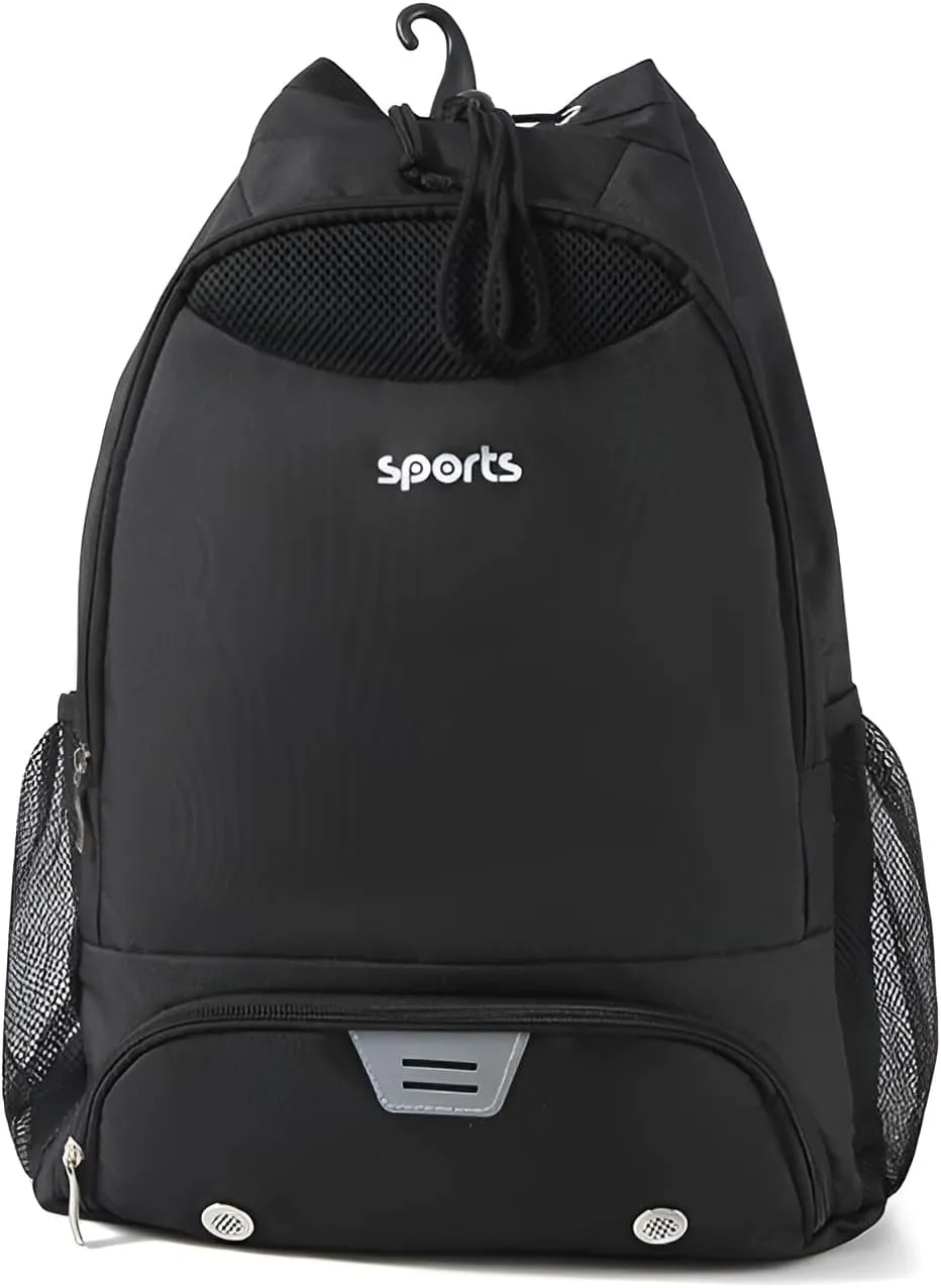 Ellniges]【Basketball Equipment Backpack 600D Tear- Oxford Bag with Court Hook & 3-Zone Storage System - Ventilated/Ball Pockets   Dedicated Shoe Compartment for Athletes/Cyclists