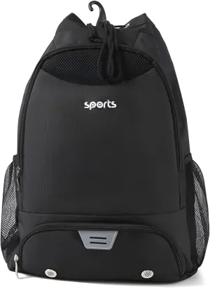 Ellniges]【Basketball Equipment Backpack 600D Tear- Oxford Bag with Court Hook & 3-Zone Storage System - Ventilated/Ball Pockets   Dedicated Shoe Compartment for Athletes/Cyclists