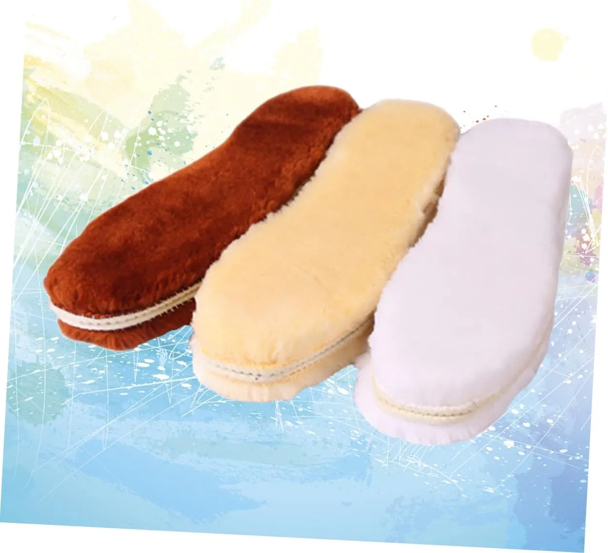 Enhance Foot Comfort 3 Pairs Warm Winter Insoles Thick Soft Inserts Simulated Wool for Sports and Casual Shoes Random