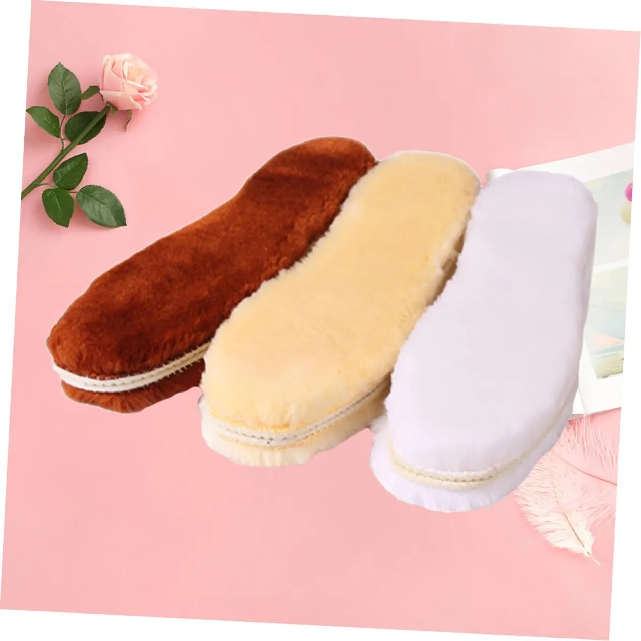 Enhance Foot Comfort 3 Pairs Warm Winter Insoles Thick Soft Inserts Simulated Wool for Sports and Casual Shoes Random