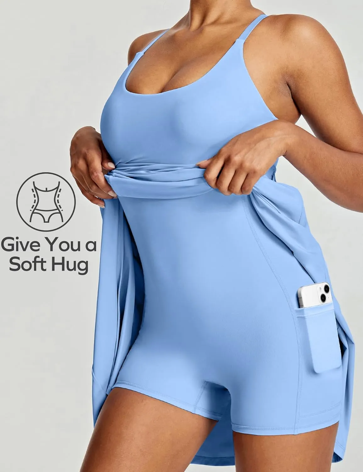 Ewedoos Athletic Tennis Dress for Women with Shorts Underneath Easy Peezy U Neck Adjustable Straps Active Workout Dress
