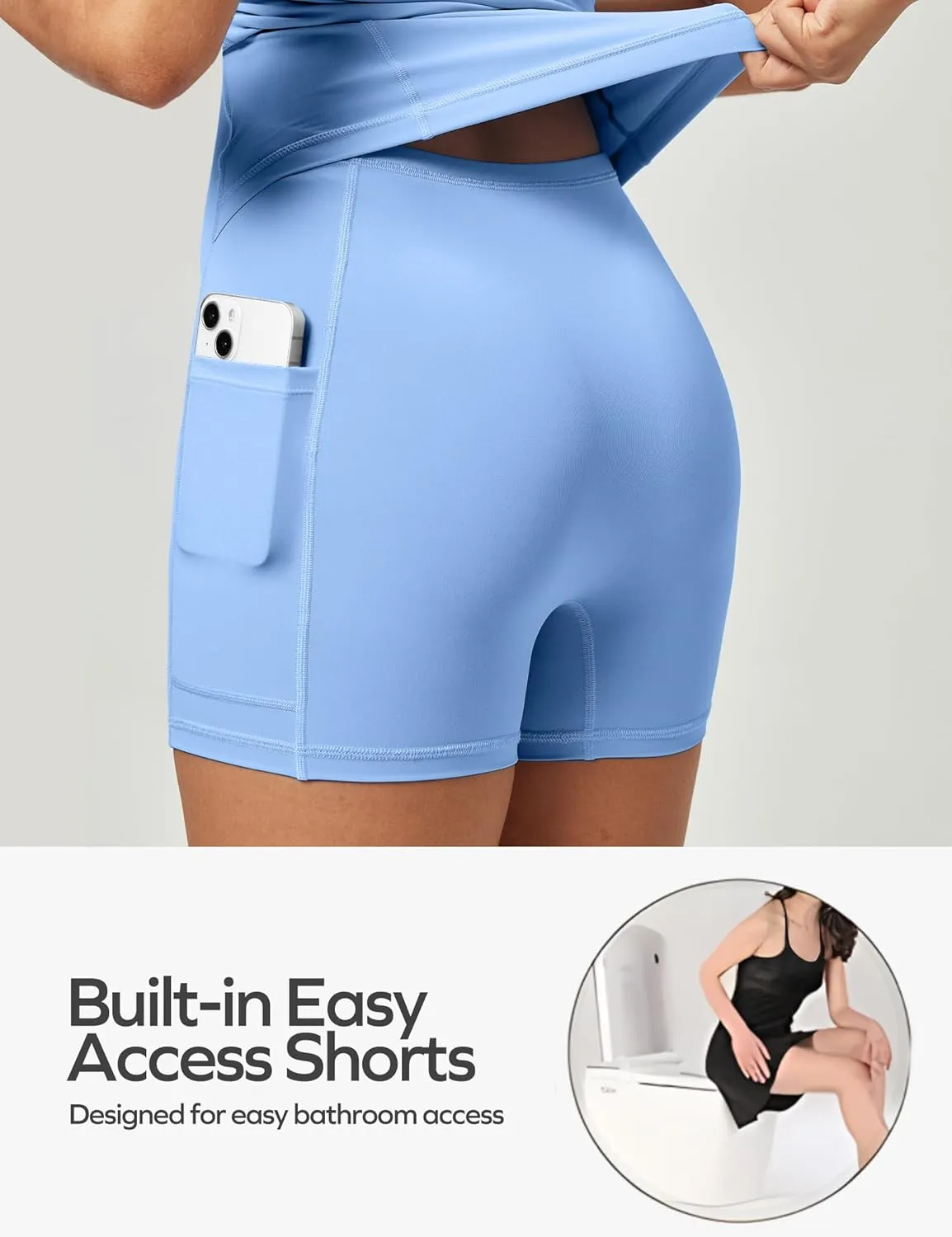 Ewedoos Athletic Tennis Dress for Women with Shorts Underneath Easy Peezy U Neck Adjustable Straps Active Workout Dress