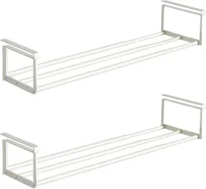Expandable Shoe Rack Organizer - Adjustable Shoe Rack & Under Cabinet Shelf - for Shoe or Clothing Storage and Organization, Under Shelf Storage (White,2 Pcs)