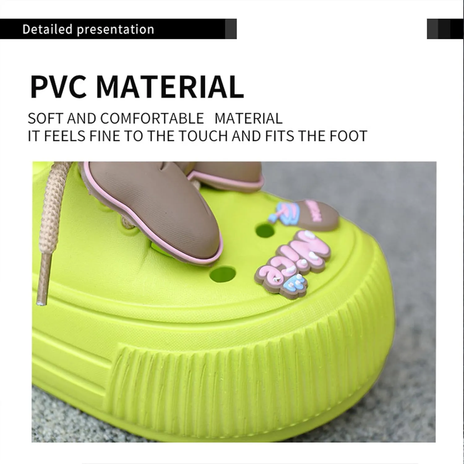 Fashion Women's Cute Clogs, Platform Lace Up Soft Bottom Bow Decoration Shoes, Closed Toe Summer Beach Rustic Flower Casual Shoes