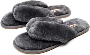 FAYUEKEY Comfort Spa Flip Flops Thong Slide for Women Girls Sexy Fuzzy Bedroom House Slippers with Memory Foam