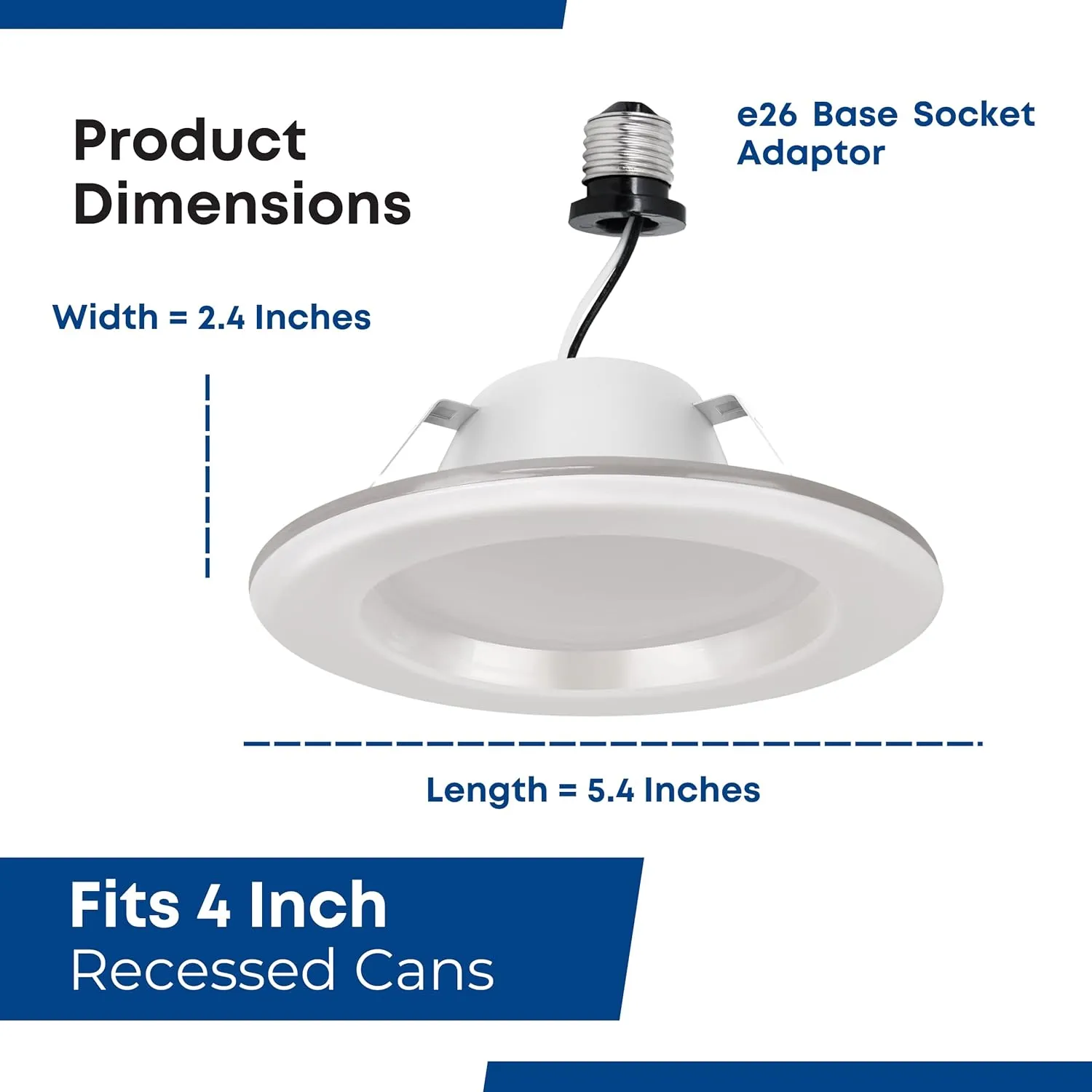Feit Electric 4" LED Recessed Downlight with Night Light Mode, 50W Equivalent, Dimmable, 5CCT Selectable White, 90 CRI, 650 Lumens, 45 Year Lifetime, 4 Pack, LEDR4/NL/5CCTCA/4