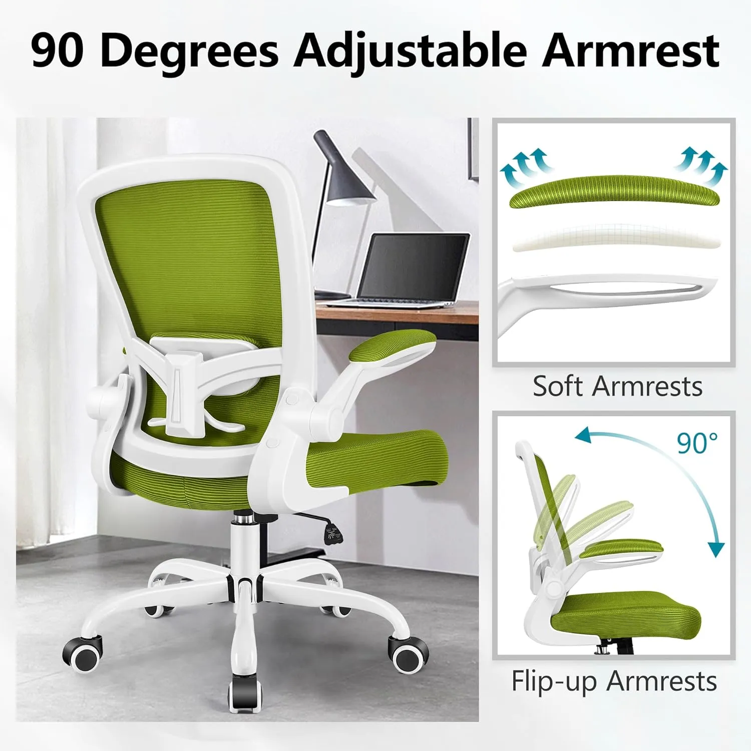 FelixKing Office Chair, Ergonomic Desk Chair Breathable Mesh Chair with Adjustable High Back Lumbar Support Flip-up Armrests, Executive Rolling Swivel Comfy Task Computer Chair for Home Office