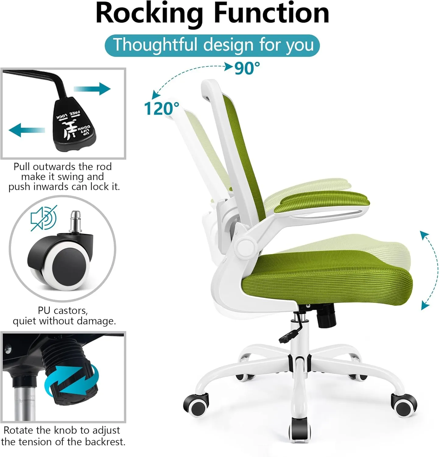 FelixKing Office Chair, Ergonomic Desk Chair Breathable Mesh Chair with Adjustable High Back Lumbar Support Flip-up Armrests, Executive Rolling Swivel Comfy Task Computer Chair for Home Office