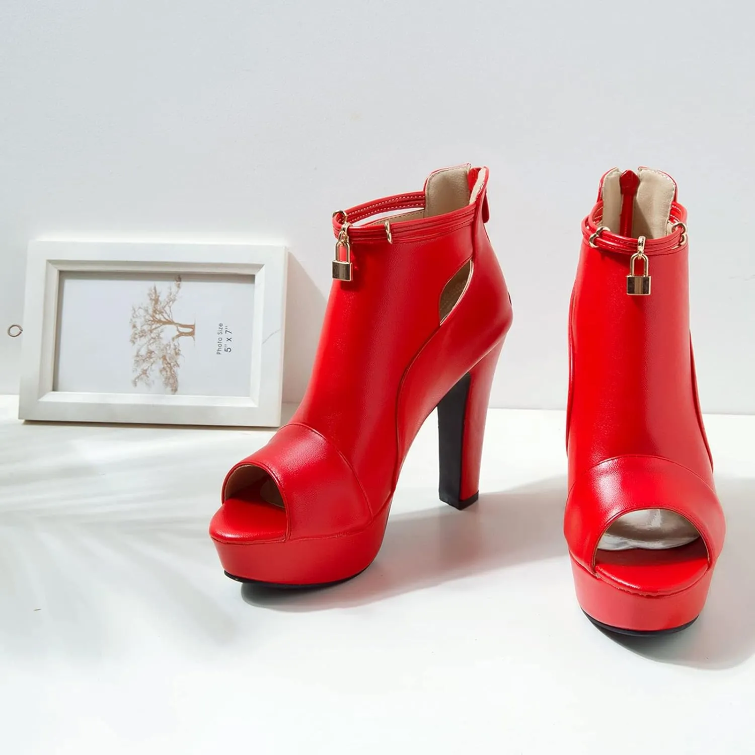 fereshte Women's Peep-Toe Sandals Stiletto High Heels Platform Summer Booties