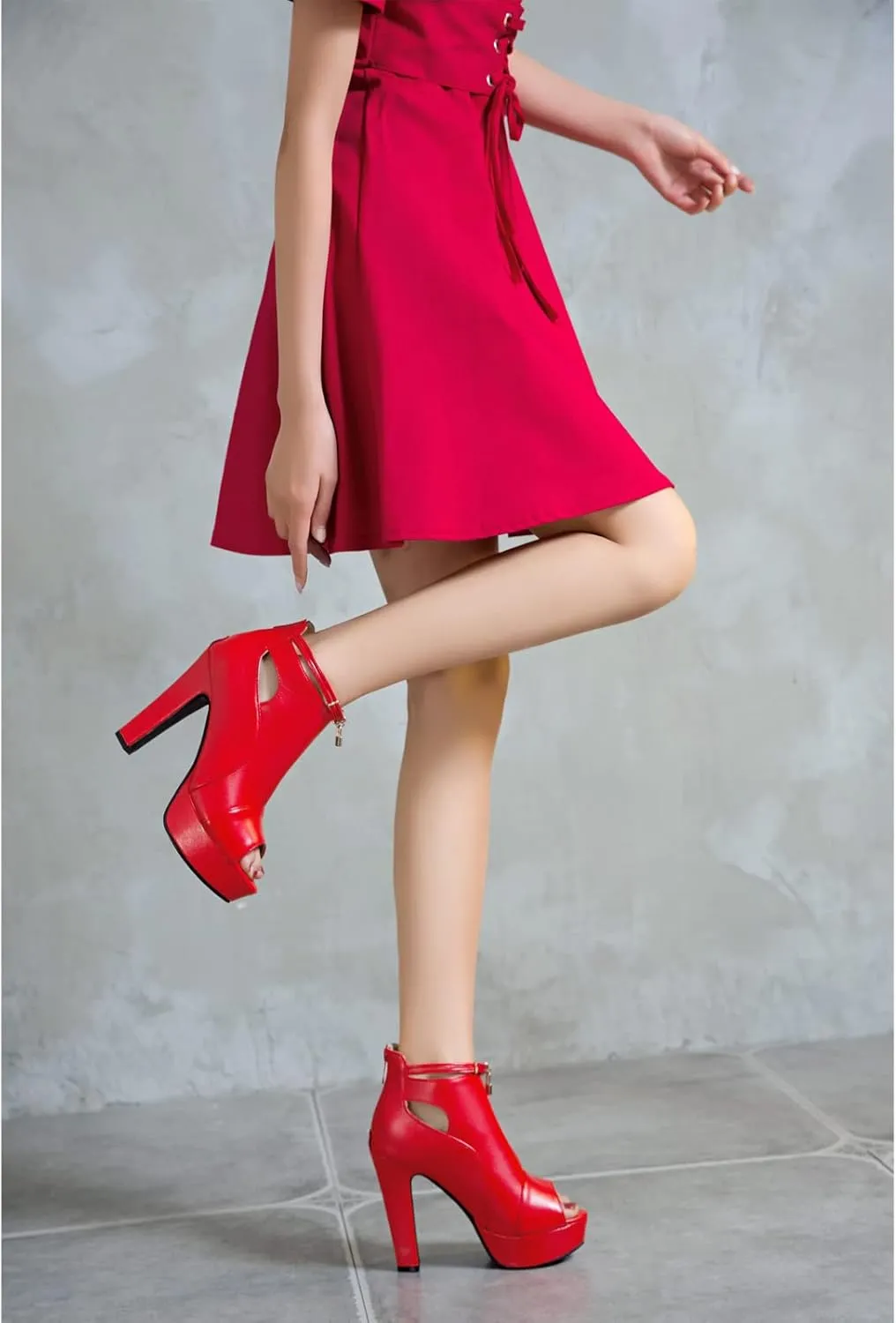 fereshte Women's Peep-Toe Sandals Stiletto High Heels Platform Summer Booties