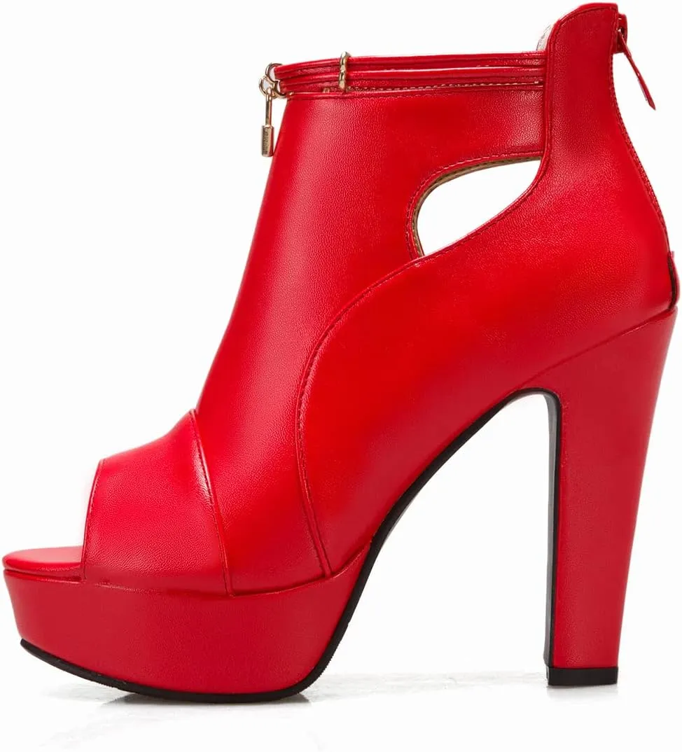 fereshte Women's Peep-Toe Sandals Stiletto High Heels Platform Summer Booties