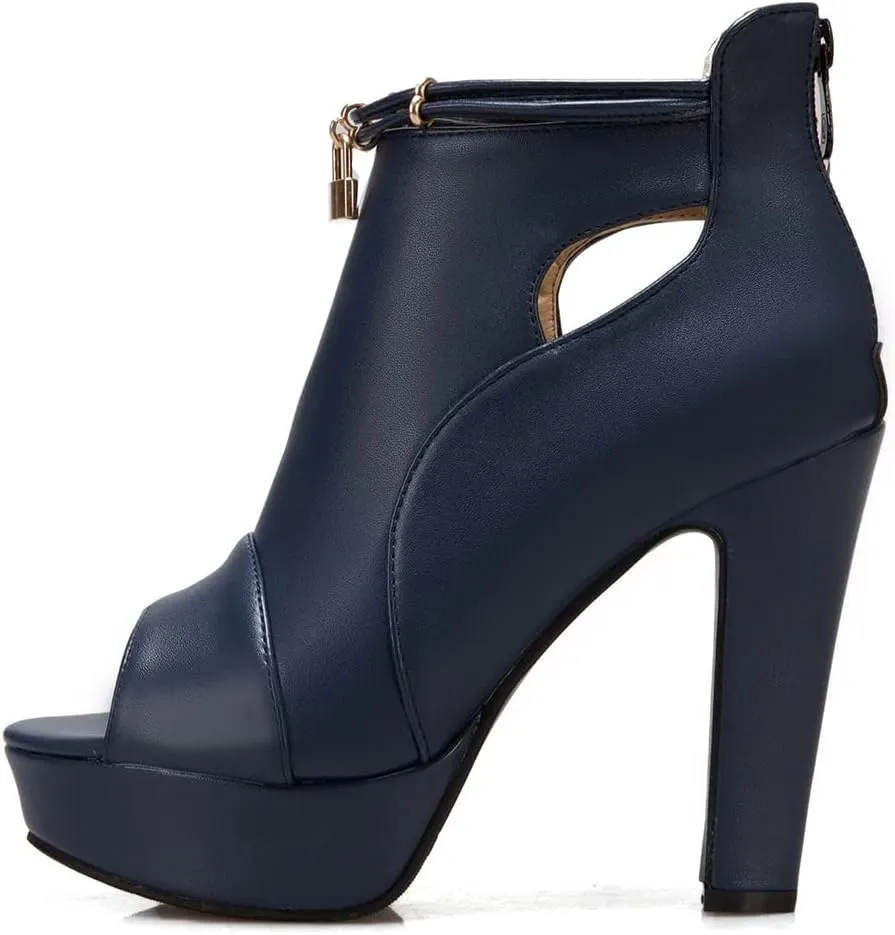 fereshte Women's Peep-Toe Sandals Stiletto High Heels Platform Summer Booties