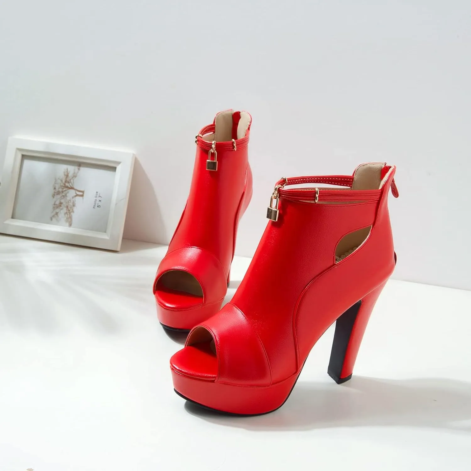 fereshte Women's Peep-Toe Sandals Stiletto High Heels Platform Summer Booties