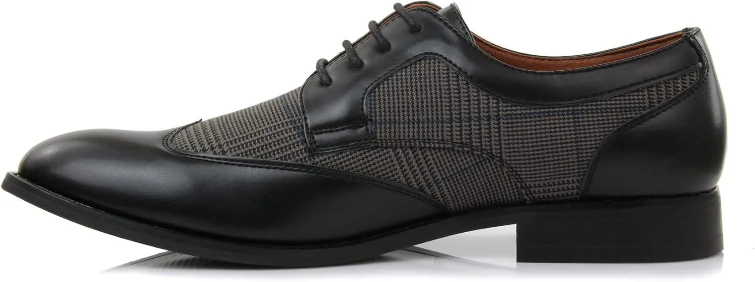 Ferro Aldo Arthur MFA139001D Mens Wingtip Two Tone Oxford Black and White Spectator Dress Shoes