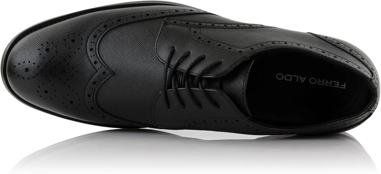 Ferro Aldo Arthur MFA139001D Mens Wingtip Two Tone Oxford Black and White Spectator Dress Shoes