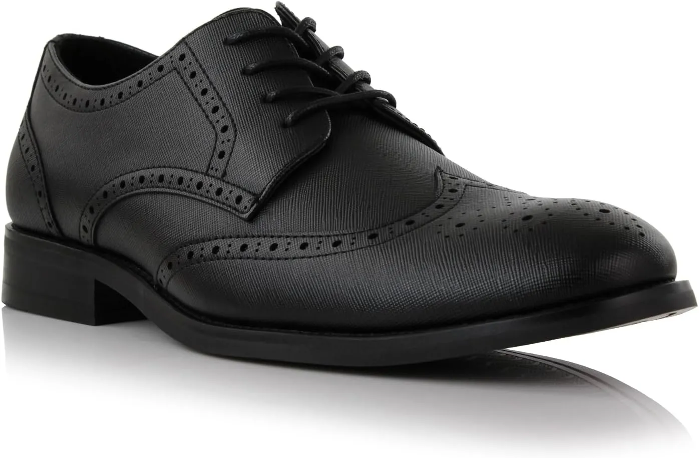 Ferro Aldo Arthur MFA139001D Mens Wingtip Two Tone Oxford Black and White Spectator Dress Shoes