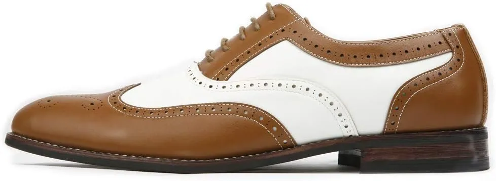 Ferro Aldo Arthur MFA139001D Mens Wingtip Two Tone Oxford Black and White Spectator Dress Shoes