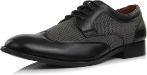 Ferro Aldo Arthur MFA139001D Mens Wingtip Two Tone Oxford Black and White Spectator Dress Shoes