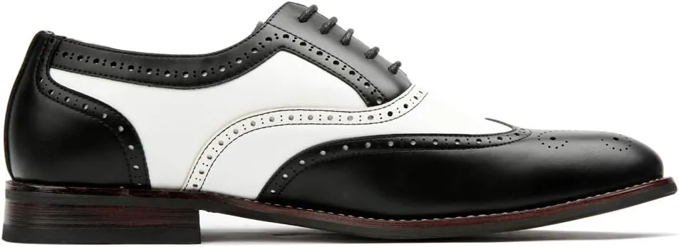 Ferro Aldo Arthur MFA139001D Mens Wingtip Two Tone Oxford Black and White Spectator Dress Shoes