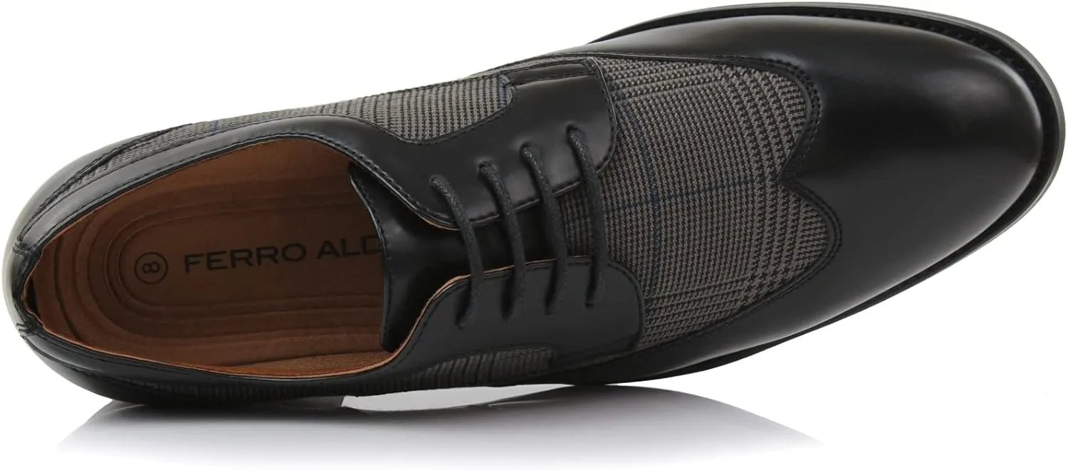 Ferro Aldo Arthur MFA139001D Mens Wingtip Two Tone Oxford Black and White Spectator Dress Shoes