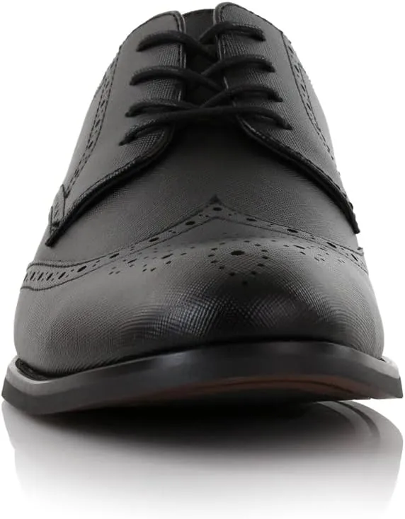 Ferro Aldo Arthur MFA139001D Mens Wingtip Two Tone Oxford Black and White Spectator Dress Shoes