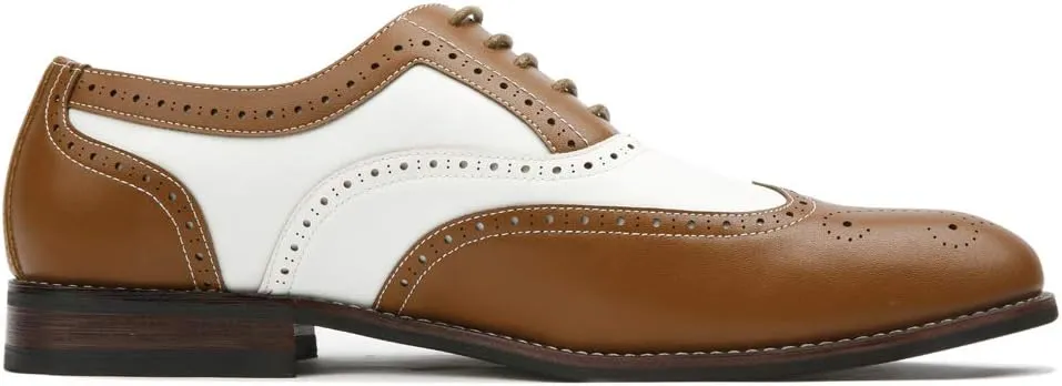 Ferro Aldo Arthur MFA139001D Mens Wingtip Two Tone Oxford Black and White Spectator Dress Shoes