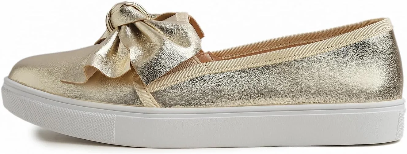 FEVERSOLE Women's Casual Slip On Sneaker Fashion Bow Tie Loafer Flats