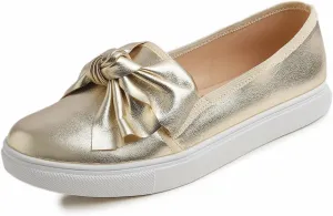 FEVERSOLE Women's Casual Slip On Sneaker Fashion Bow Tie Loafer Flats