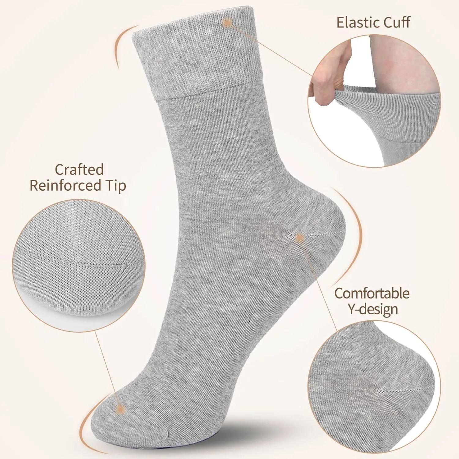 FGZ Women Thin Cotton Socks, Soft Cotton Bootie Socks Women Above Ankle Crew Socks 5-10 Pairs
