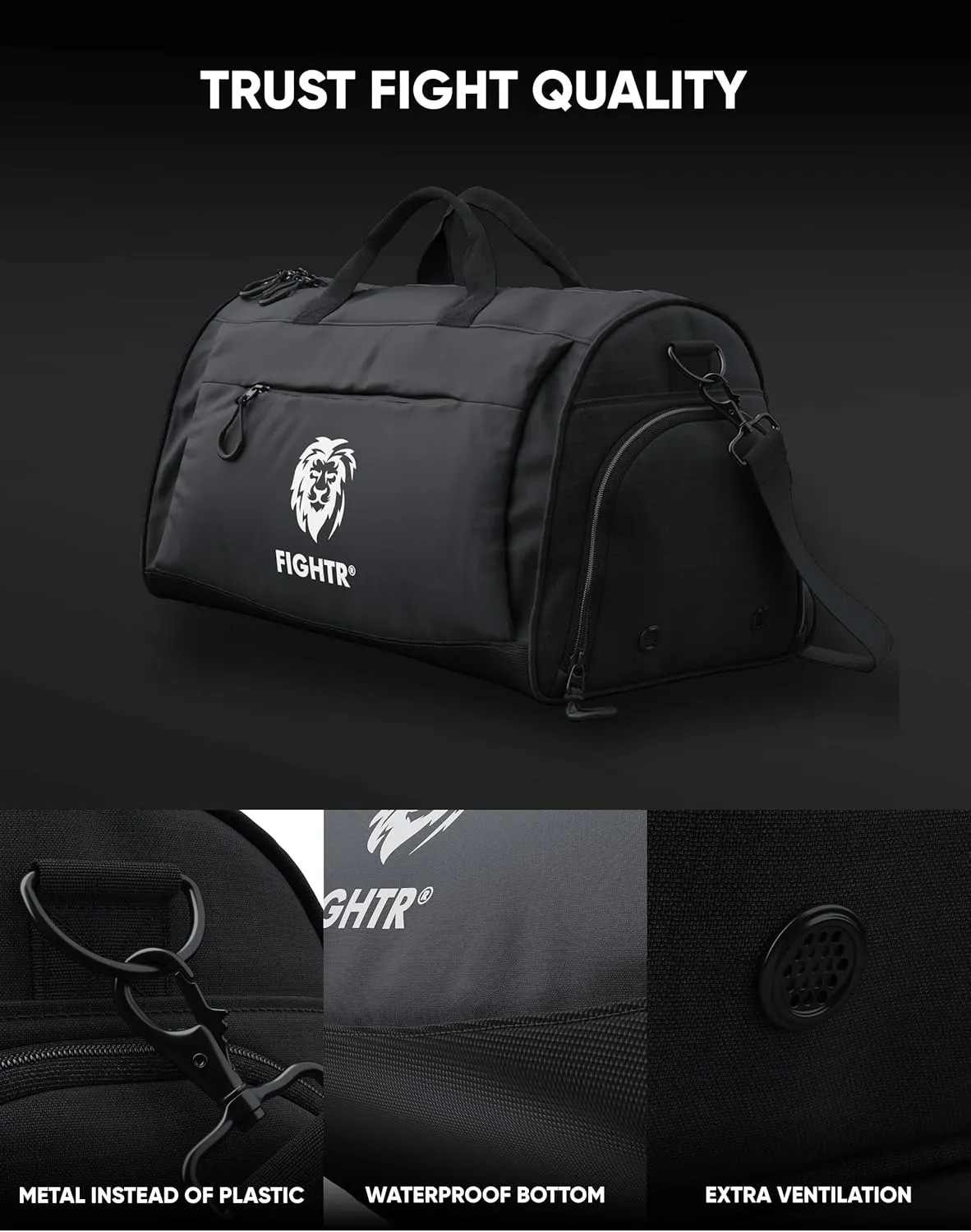 FIGHTR® Sports bag & travel Duffel bag for men and women - with shoe compartment & wet compartment - bag for sports, fitness & travel